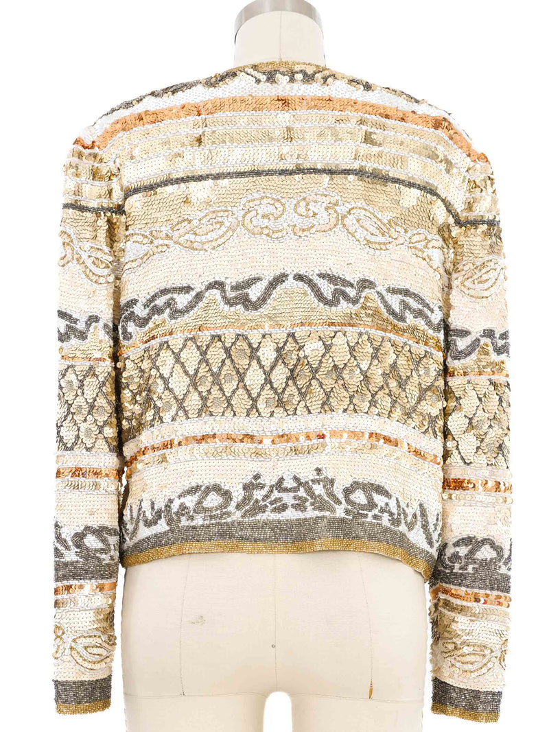 Oleg Cassini Sequin Embellished Crop Jacket Jacket arcadeshops.com