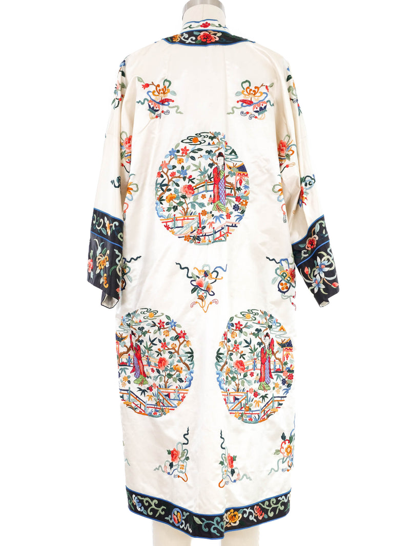 Floral Embroidered Ivory Satin Chinese Jacket Jacket arcadeshops.com