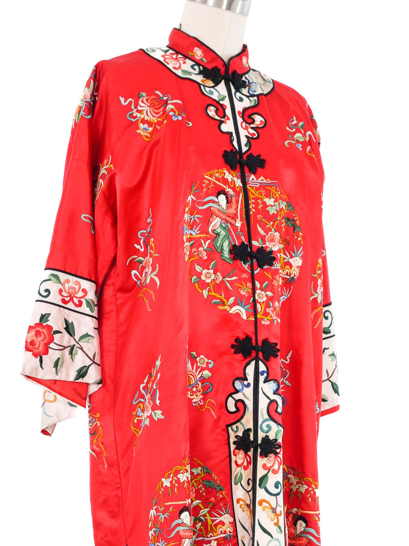 Red Embroidered Satin Chinese Jacket Jacket arcadeshops.com