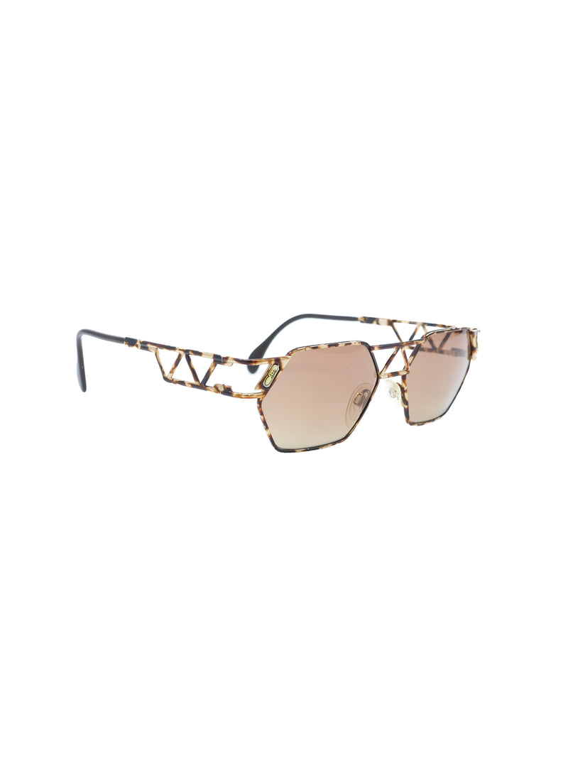 Cazal Goldtone Tortoiseshell Cutout Sunglasses Accessory arcadeshops.com