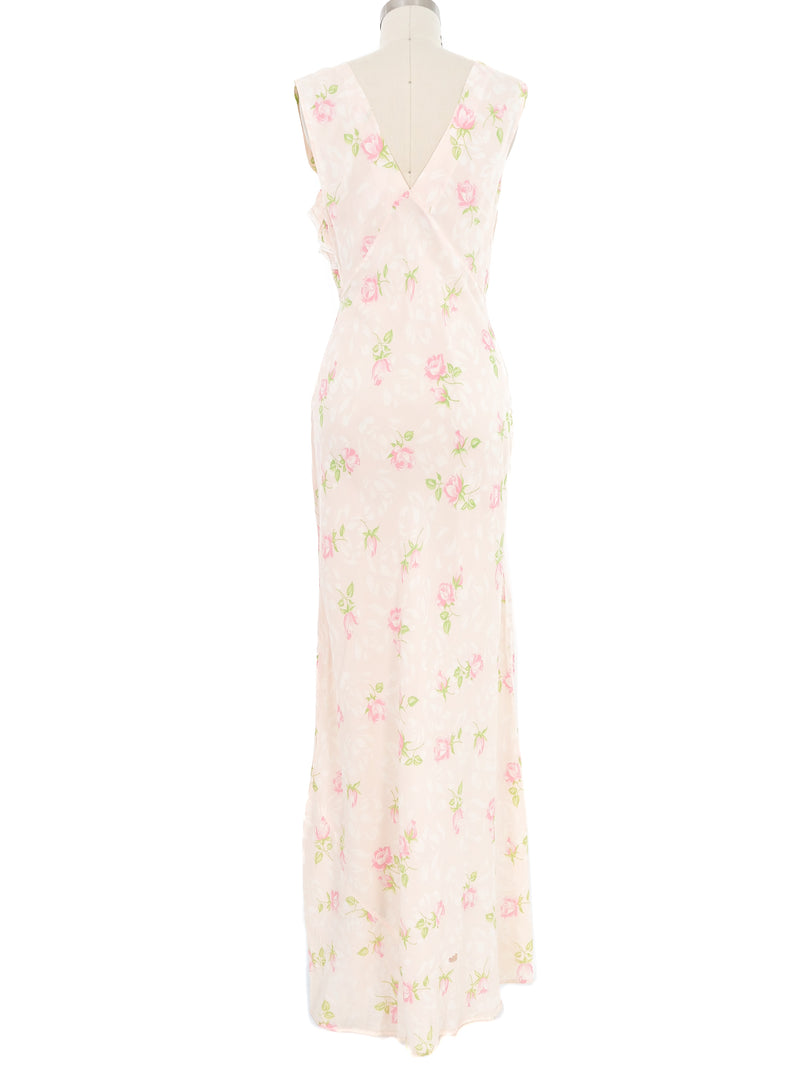 1930s Rose Printed Bias Cut Slip Dress Dress arcadeshops.com