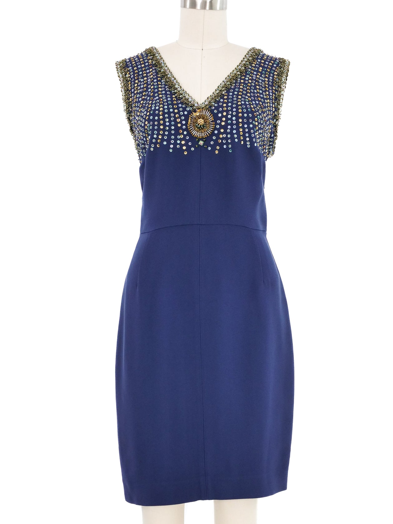 2004 Miu Miu Embellished Indigo Dress