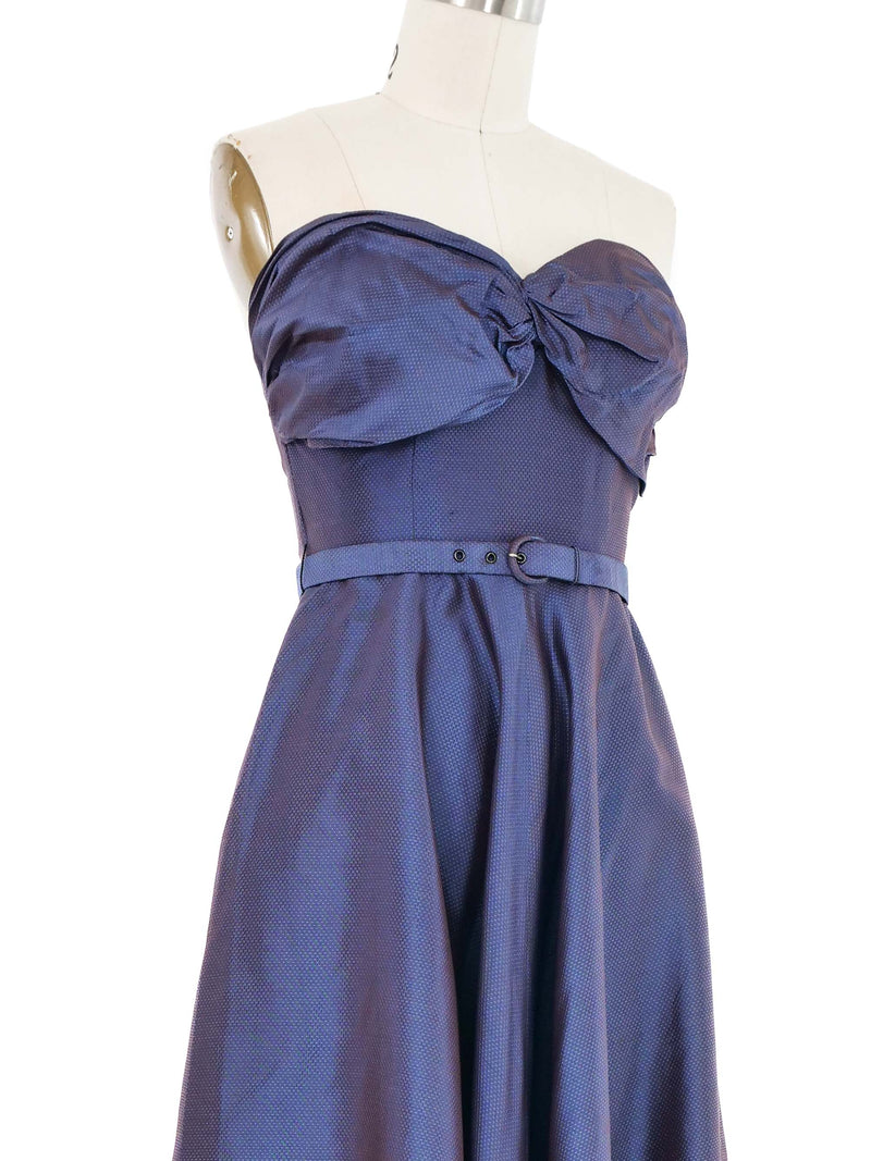 1970s Taka Tokyo Metallic Dot Jacquard Bustier Dress Dress arcadeshops.com