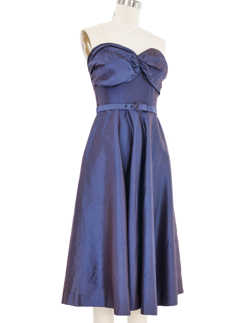 1970s Taka Tokyo Metallic Dot Jacquard Bustier Dress Dress arcadeshops.com