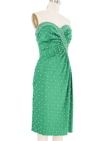 Robert David Morton Embellished Green Jersey Dress Robert David Morton Embellished Green Jersey Dress