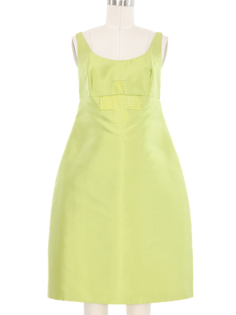 2004 Yeohlee Chartreuse Rhinestone Embellished Bubble Dress Dress arcadeshops.com