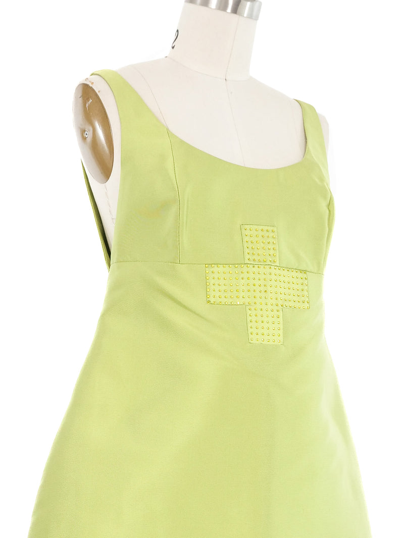 2004 Yeohlee Chartreuse Rhinestone Embellished Bubble Dress Dress arcadeshops.com
