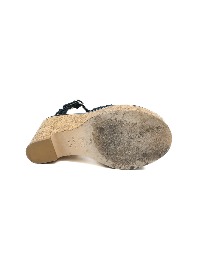 Chanel Tweed and Cork Wedges, 37.5 Accessory arcadeshops.com