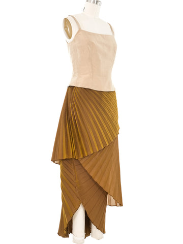 Kenzo Iridescent Pleated Skirt Ensemble