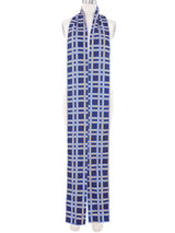 1980s Yves Saint Laurent Windowpane Check Silk Scarf Accessory arcadeshops.com