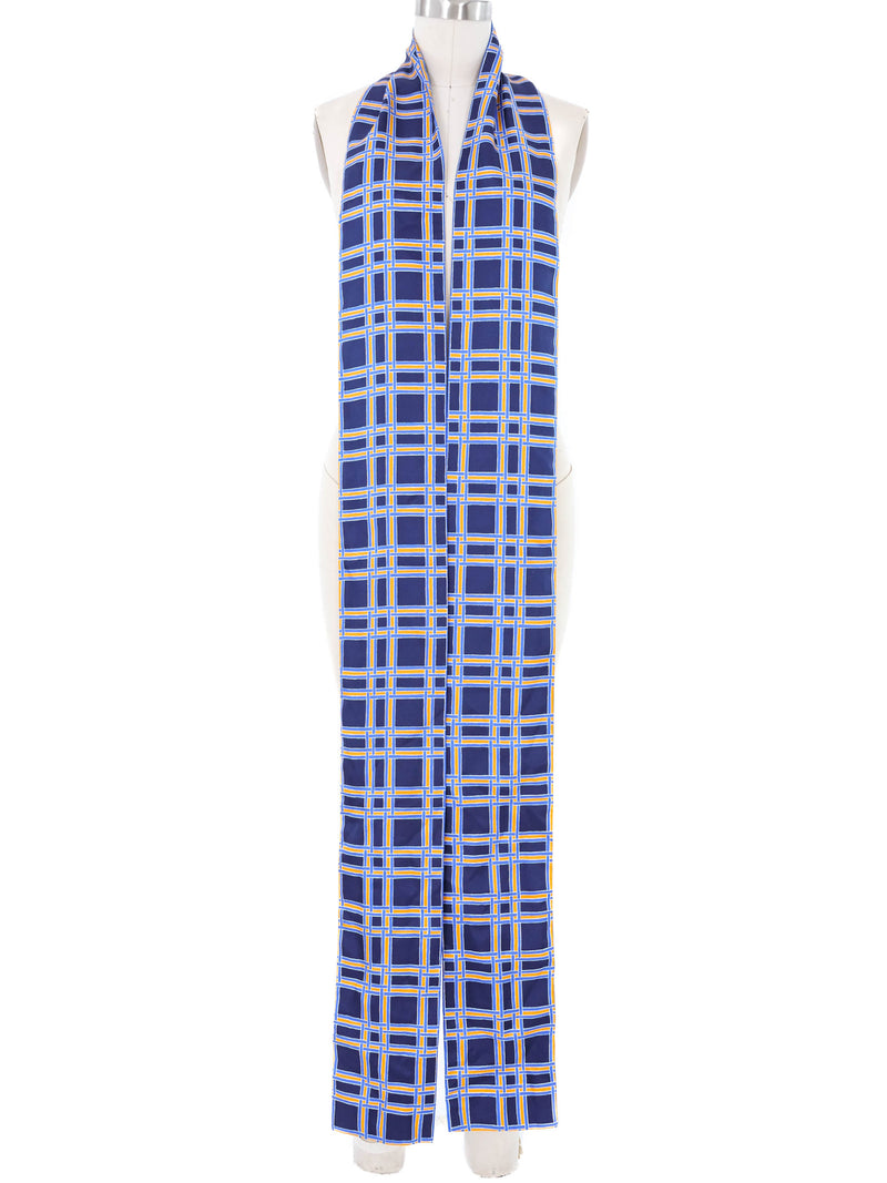 1980s Yves Saint Laurent Windowpane Check Silk Scarf Accessory arcadeshops.com