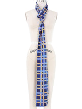 1980s Yves Saint Laurent Windowpane Check Silk Scarf Accessory arcadeshops.com