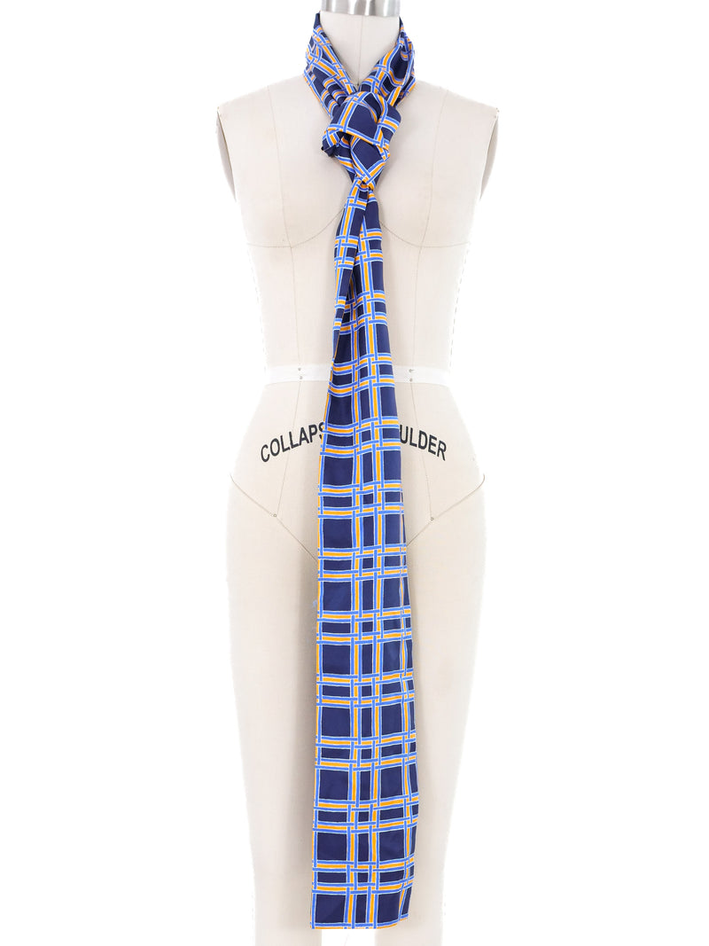 1980s Yves Saint Laurent Windowpane Check Silk Scarf Accessory arcadeshops.com