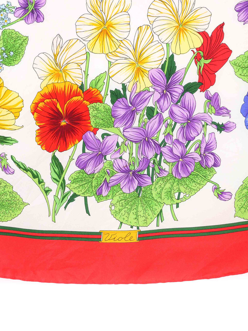 Gucci Flora Red Trim Silk Scarf Accessory arcadeshops.com