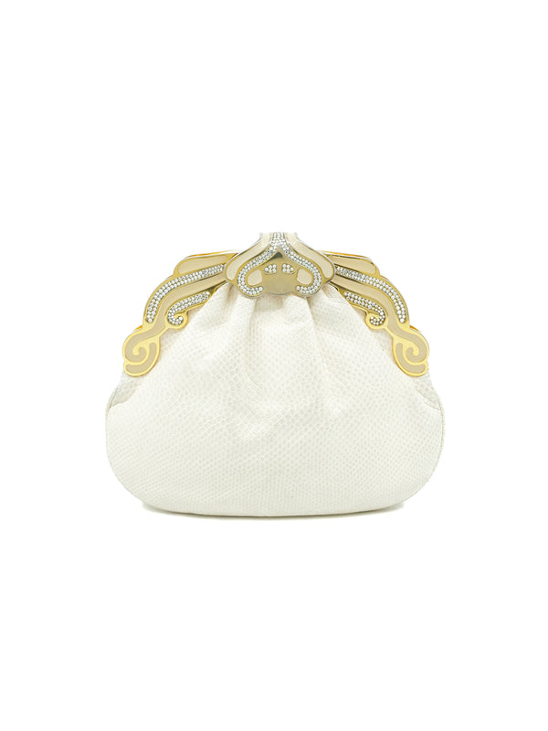 Finesse La Model Ivory Lizard Skin Evening Bag Accessory arcadeshops.com