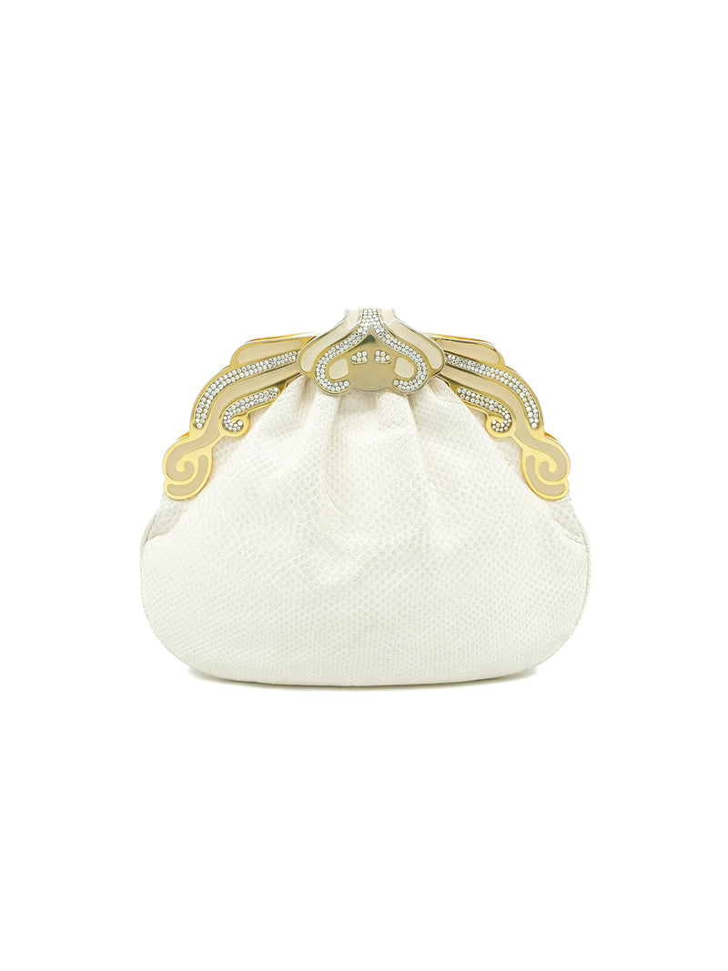 Finesse La Model Ivory Lizard Skin Evening Bag Accessory arcadeshops.com