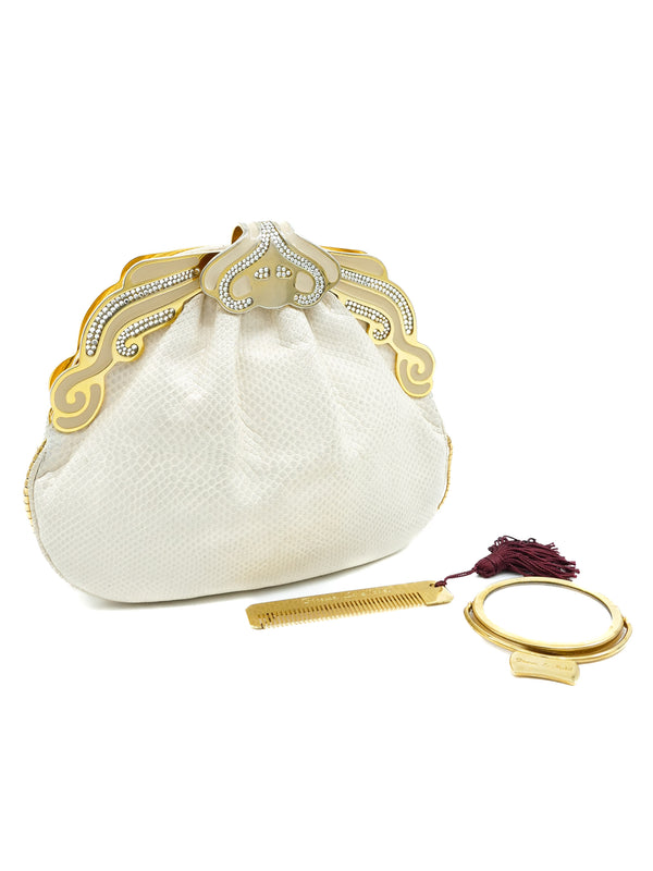 Finesse La Model Ivory Lizard Skin Evening Bag Accessory arcadeshops.com