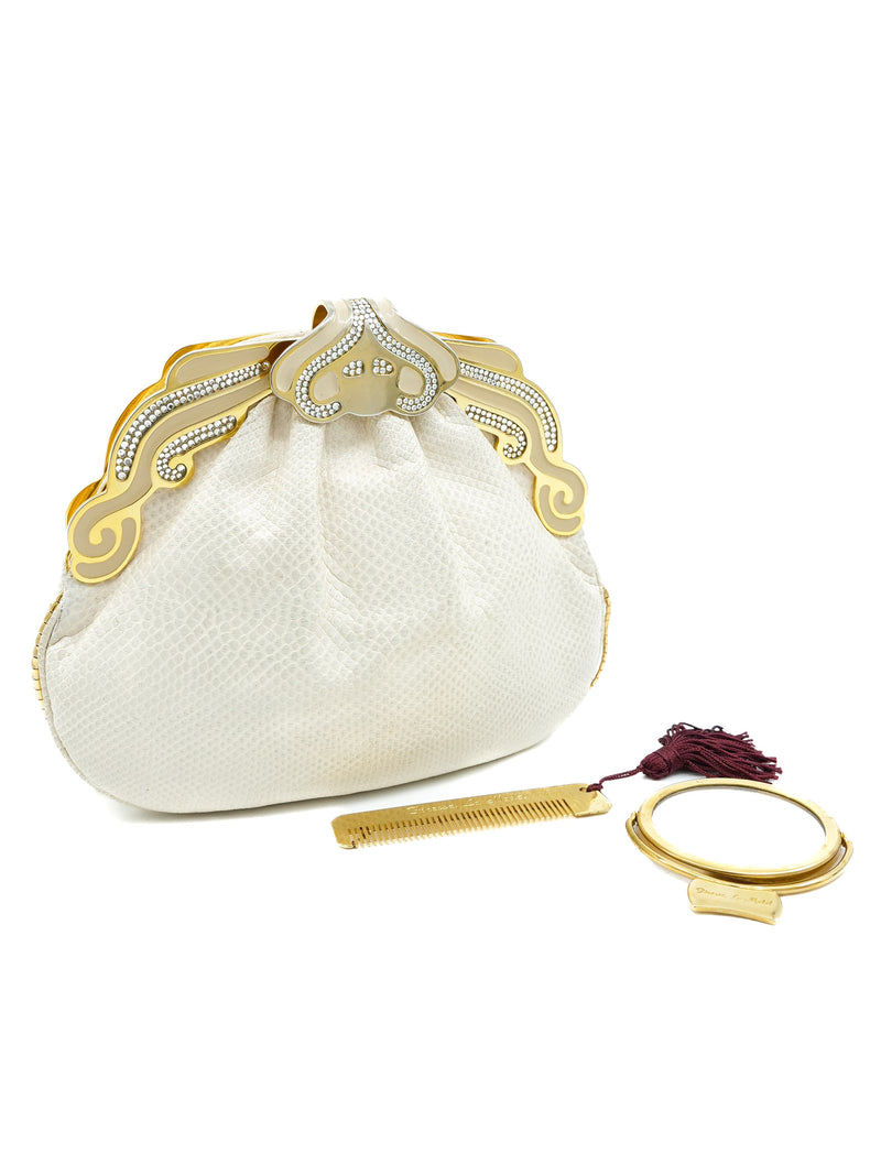 Finesse La Model Ivory Lizard Skin Evening Bag Accessory arcadeshops.com