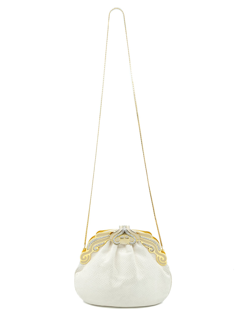 Finesse La Model Ivory Lizard Skin Evening Bag Accessory arcadeshops.com