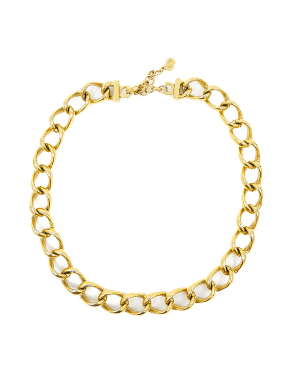 1980s Christian Dior Goldtone Chain Collar Necklace Accessory arcadeshops.com