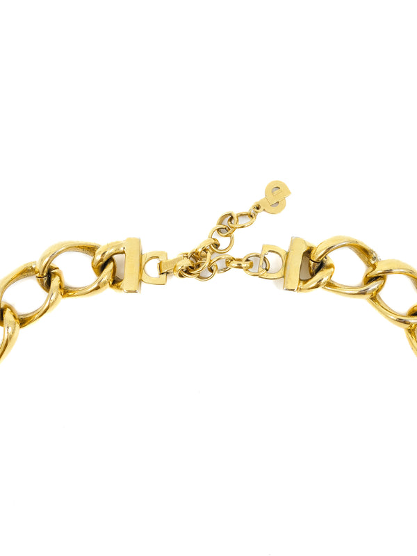 1980s Christian Dior Goldtone Chain Collar Necklace Accessory arcadeshops.com