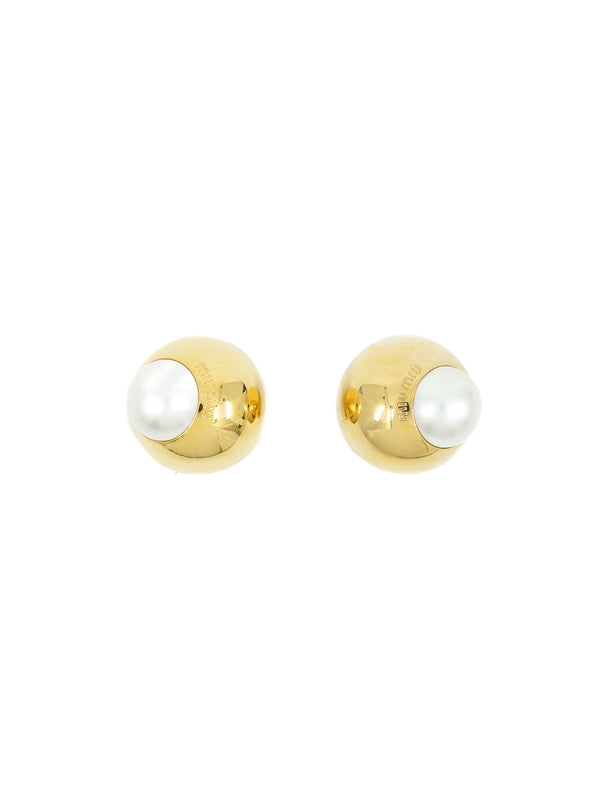 Miu Miu Domed Pearl Accent Earrings Accessory arcadeshops.com