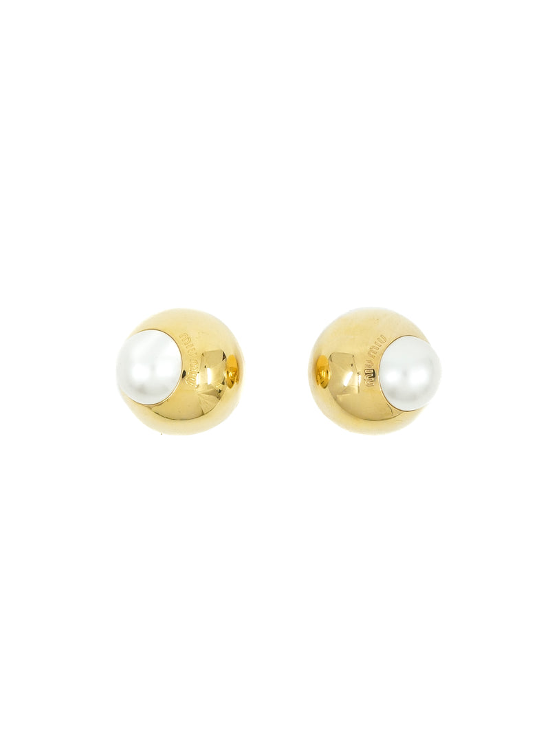 Miu Miu Domed Pearl Accent Earrings Accessory arcadeshops.com