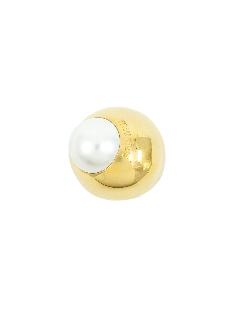 Miu Miu Domed Pearl Accent Earrings Accessory arcadeshops.com