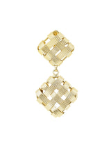 Oversized Goldtone Basketweave Earrings Accessory arcadeshops.com