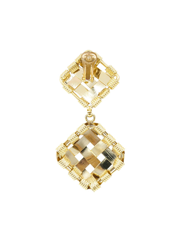 Oversized Goldtone Basketweave Earrings Accessory arcadeshops.com