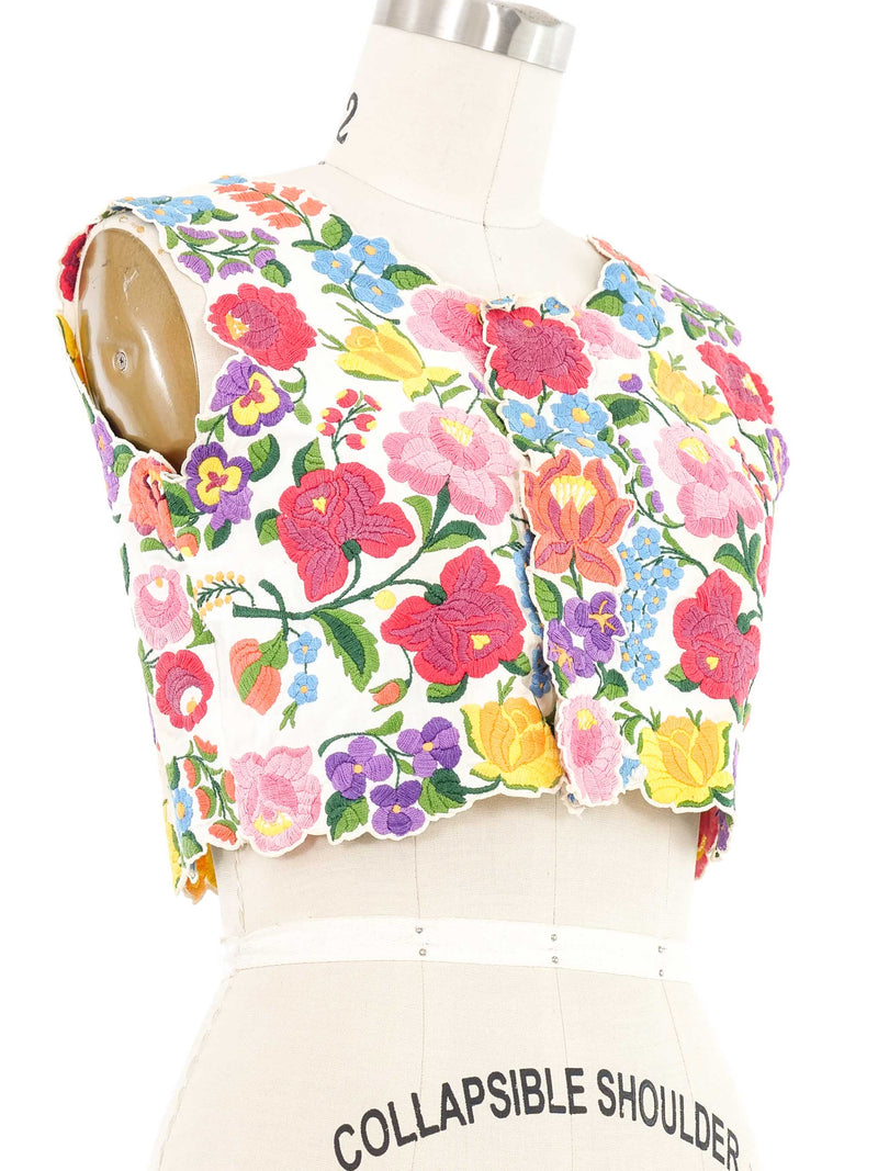 Embroidered Cropped Vest Top arcadeshops.com