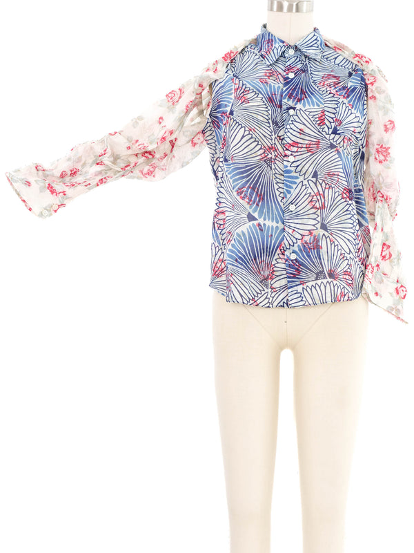 2007 Comme des Garcons Sheer Mixed Floral Blouse Top arcadeshops.com