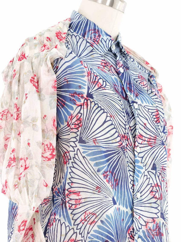 2007 Comme des Garcons Sheer Mixed Floral Blouse Top arcadeshops.com