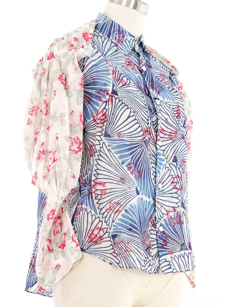 2007 Comme des Garcons Sheer Mixed Floral Blouse Top arcadeshops.com