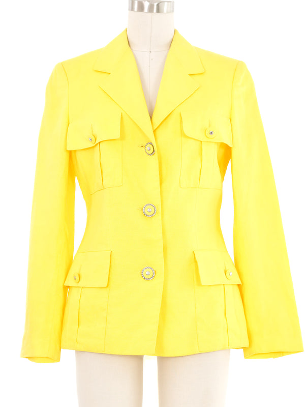 Versace Yellow Linen Jacket Jacket arcadeshops.com