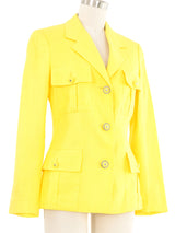 Versace Yellow Linen Jacket Jacket arcadeshops.com