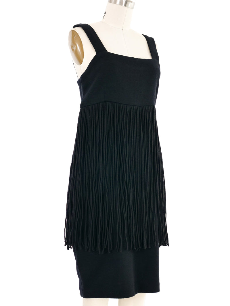 1990s Fringed Wool Mini Dress Dress arcadeshops.com