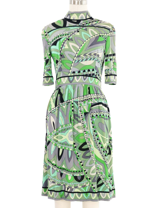 Emilio Pucci Printed Mock Neck Day Dress Dress arcadeshops.com