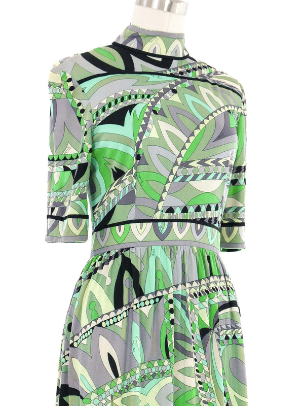Emilio Pucci Printed Mock Neck Day Dress Dress arcadeshops.com