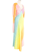 1970s Rainbow Velvet Maxi Dress Dress arcadeshops.com