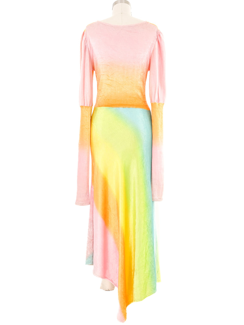 1970s Rainbow Velvet Maxi Dress Dress arcadeshops.com