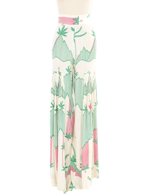 Ossie Clark Printed Crepe Wide Leg Pants Bottom arcadeshops.com