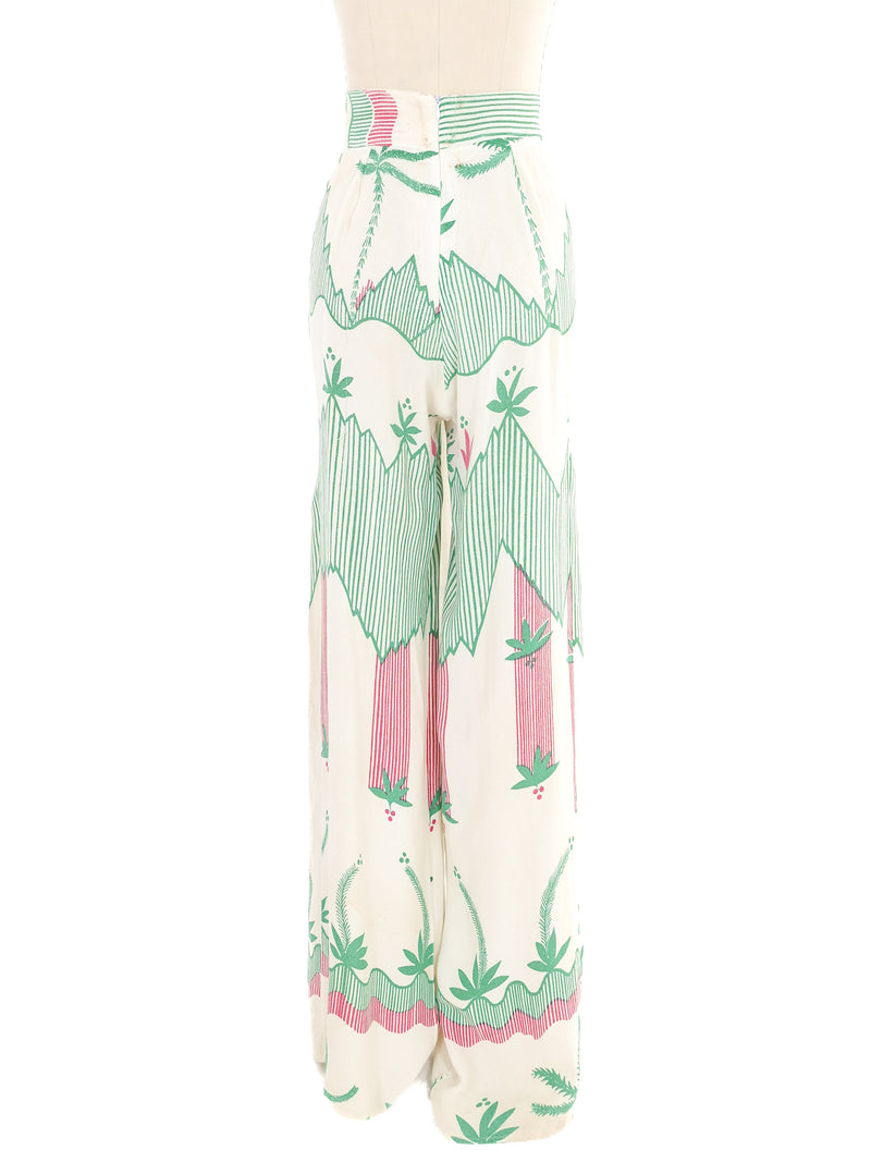 Ossie Clark Printed Crepe Wide Leg Pants Bottom arcadeshops.com