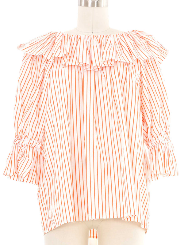 Yves Saint Laurent Off The Shoulder Orange Stripe Top Top arcadeshops.com