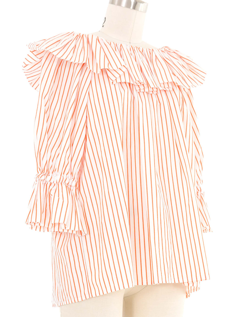 Yves Saint Laurent Off The Shoulder Orange Stripe Top Top arcadeshops.com