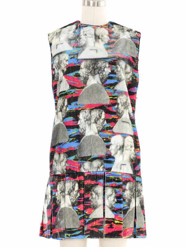 2021 Louis Vuitton Fornasetti Printed Velvet Mini Dress