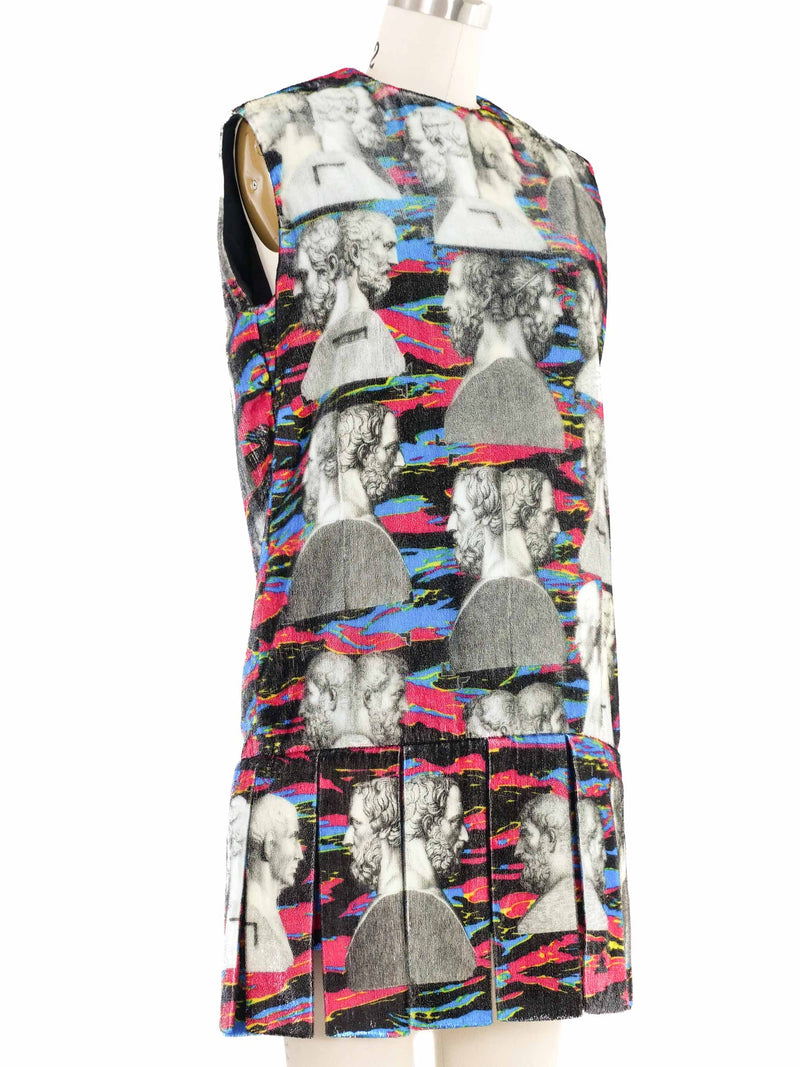 2021 Louis Vuitton Fornasetti Printed Velvet Mini Dress