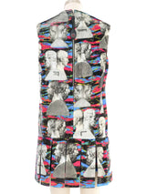 2021 Louis Vuitton Fornasetti Printed Velvet Mini Dress