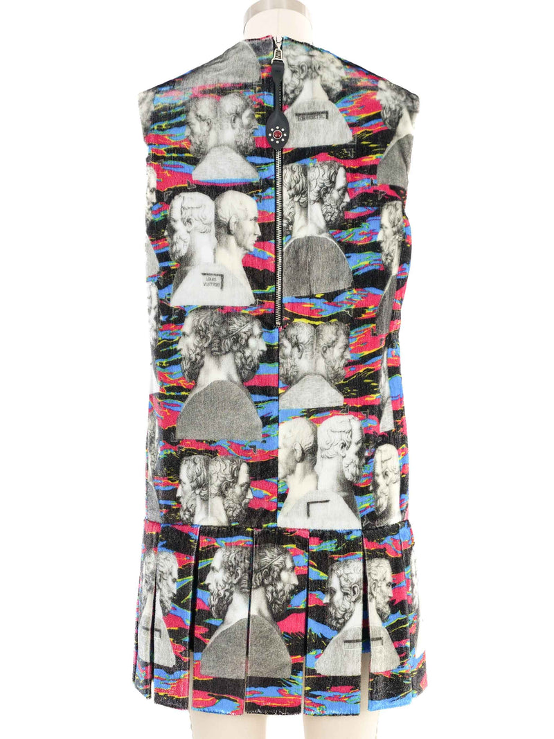 2021 Louis Vuitton Fornasetti Printed Velvet Mini Dress