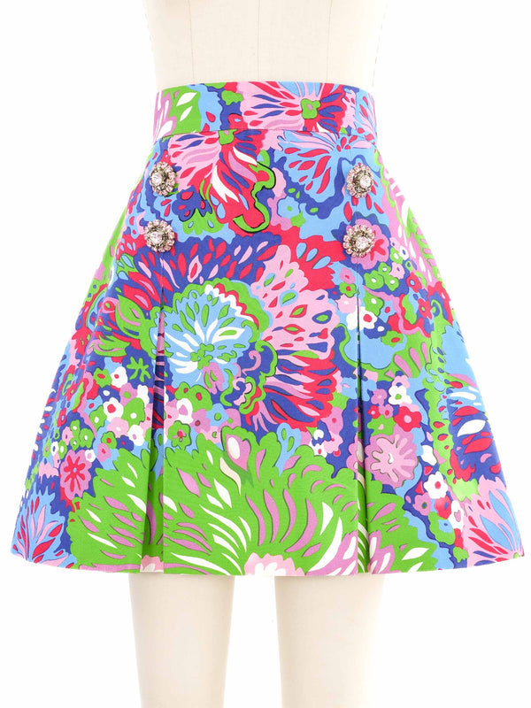 Dolce & Gabbana Crystal Buttoned Floral Skirt